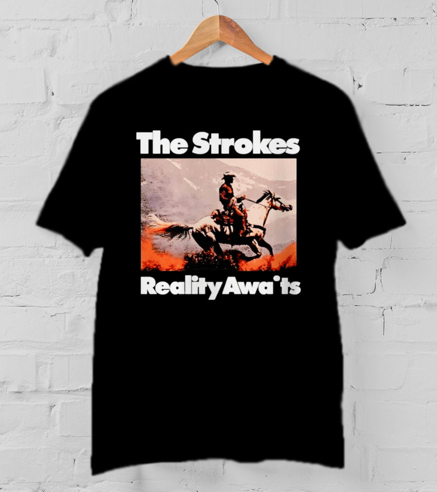 The Strokes Reality Awaits Cowboy On Horseback In Mountains Indie Rock Band T-Shirt