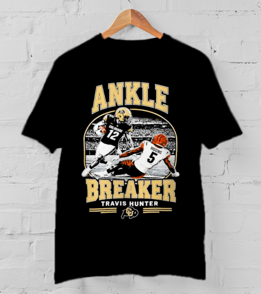 Ankle Breaker Travis Hunter Number 12 Colorado Higgins Number 5 Bengals Football T-Shirt