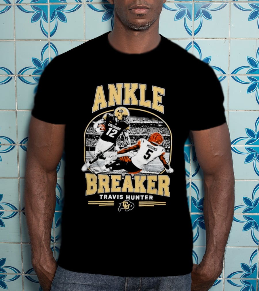 Ankle Breaker Travis Hunter Number 12 Colorado Higgins Number 5 Bengals Football T-Shirt