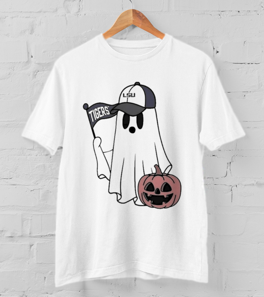 Lsu Tigers NCAA Football Halloween Ghost Pumpkin Fan Gear T-Shirt