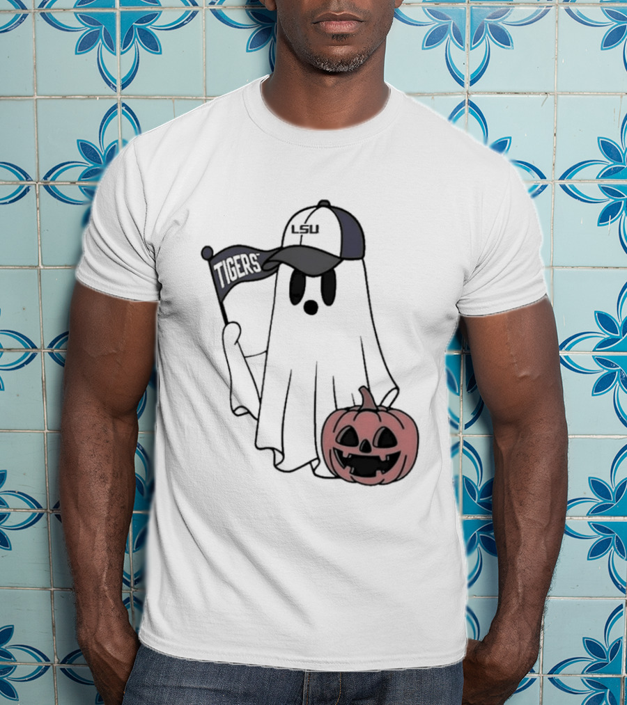 Lsu Tigers NCAA Football Halloween Ghost Pumpkin Fan Gear T-Shirt