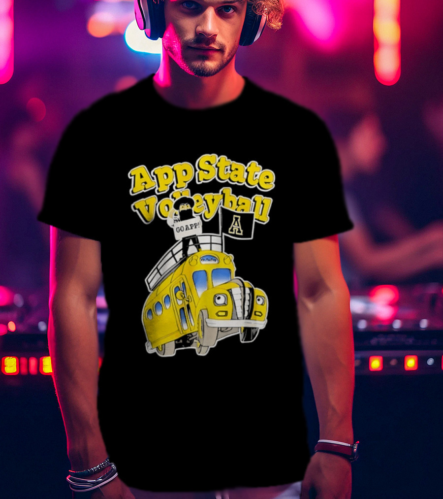 App State Volleyball Go App Mountaineers Bus Adventure T-Shirt