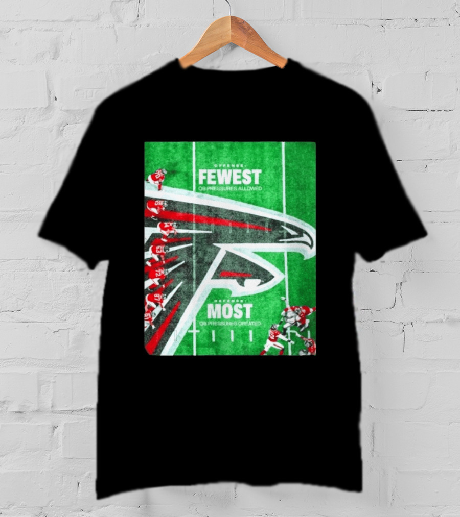 Atlanta Falcons Offense Fewest QB Pressures Allowed Defense Most Pressures Created T-Shirt
