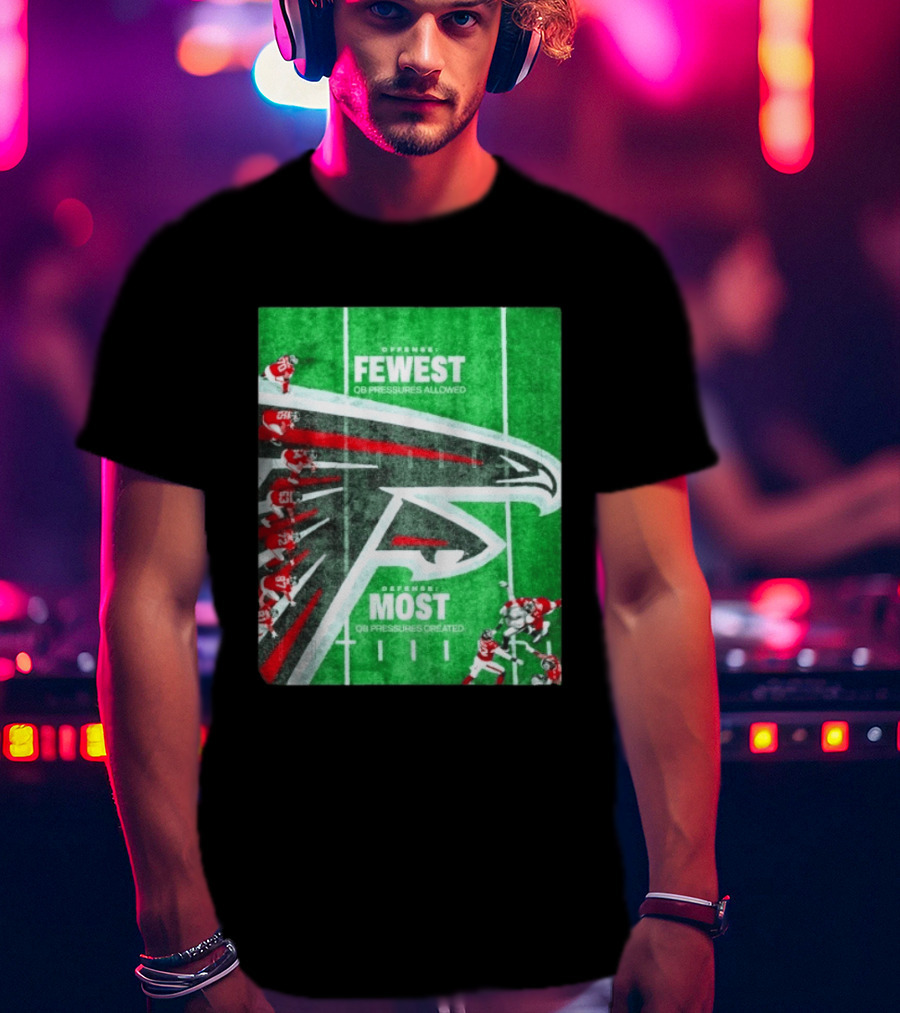 Atlanta Falcons Offense Fewest QB Pressures Allowed Defense Most Pressures Created T-Shirt