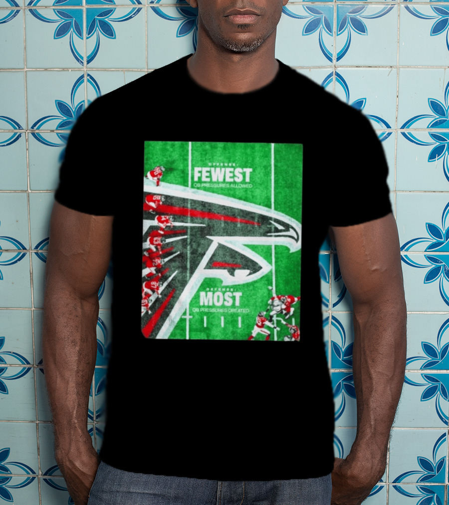 Atlanta Falcons Offense Fewest QB Pressures Allowed Defense Most Pressures Created T-Shirt