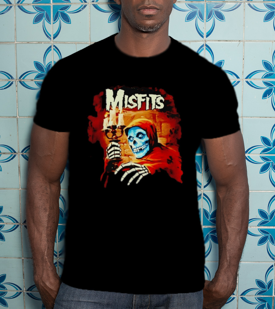 Misfits Crimson Ghost Candle Holder Punk Rock Skeleton T-Shirt