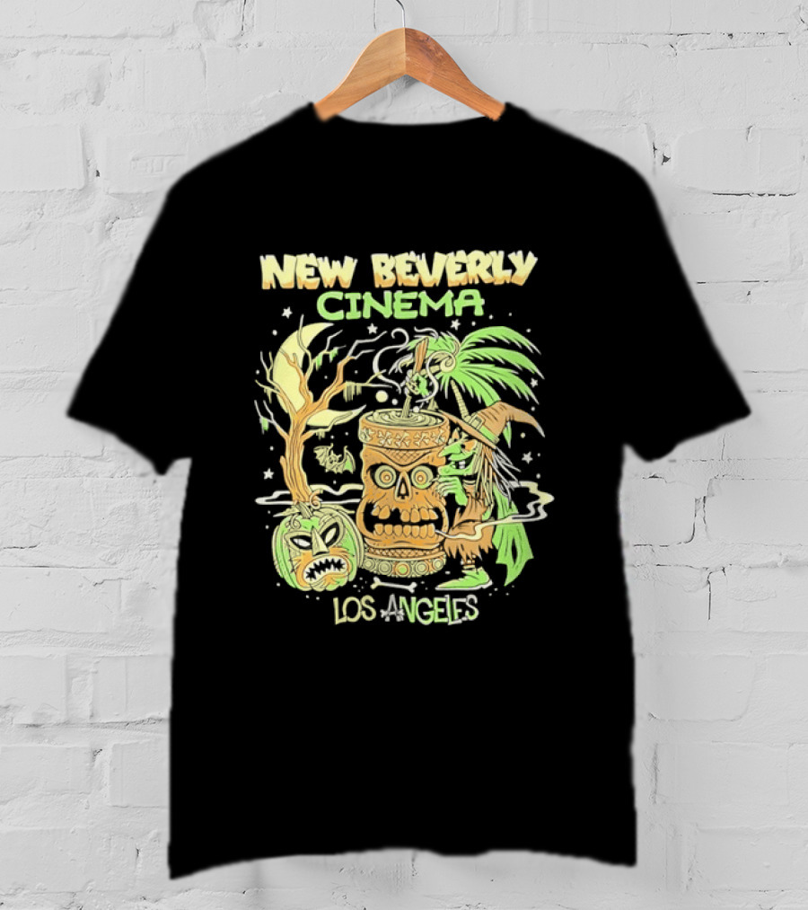 New Beverly Cinema Los Angeles Tiki Witch Halloween Spooky Tropical Retro Vibes T-Shirt