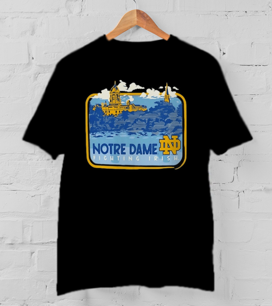 Notre Dame Fighting Irish Campus Landscape Blue And Gold ND T-Shirt