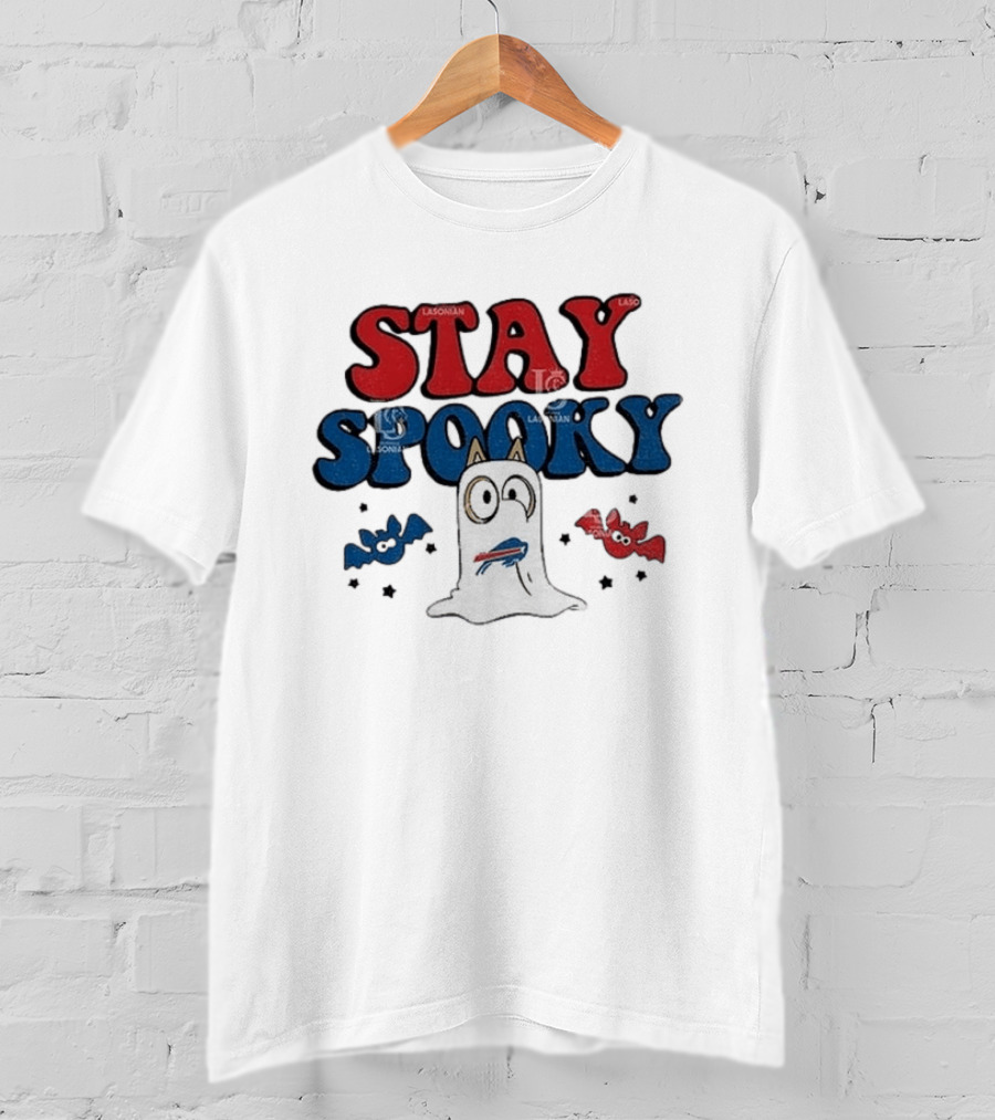 Buffalo Bills Bluey Halloween Stay Spooky Ghost Cartoon T-Shirt