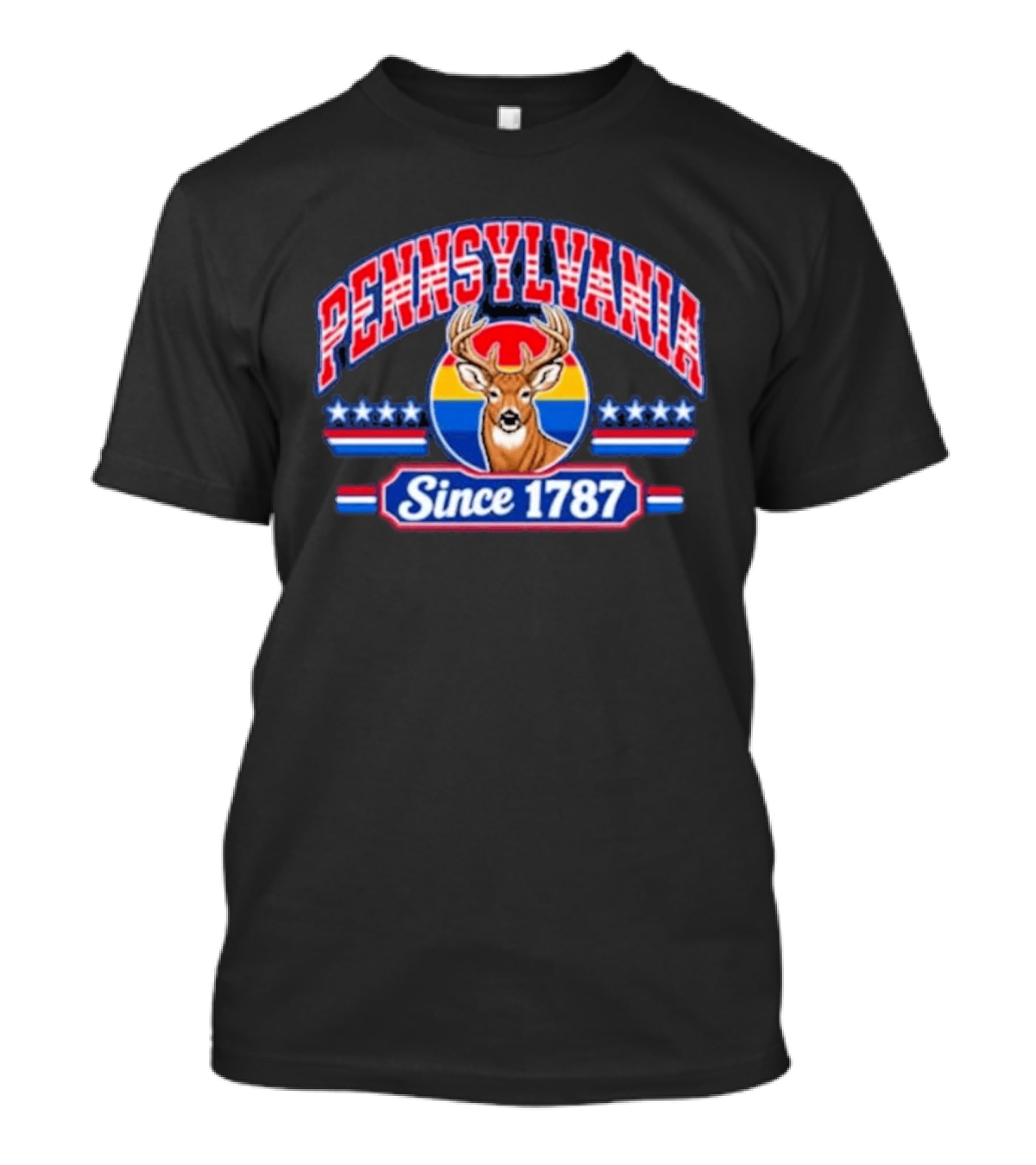 Pennsylvania Deer Vintage Tribute Since 1787 America Stars Stripes T-Shirt