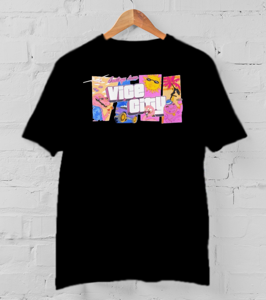 Greetings From Vice City Collage Florida Retro Fun Tropical Vibes T-Shirt