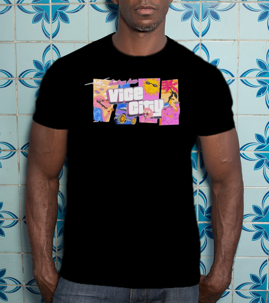 Greetings From Vice City Collage Florida Retro Fun Tropical Vibes T-Shirt
