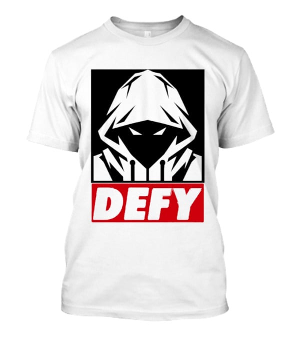 Defy Hooded Figure Streetwear Urban Fashion T-Shirt