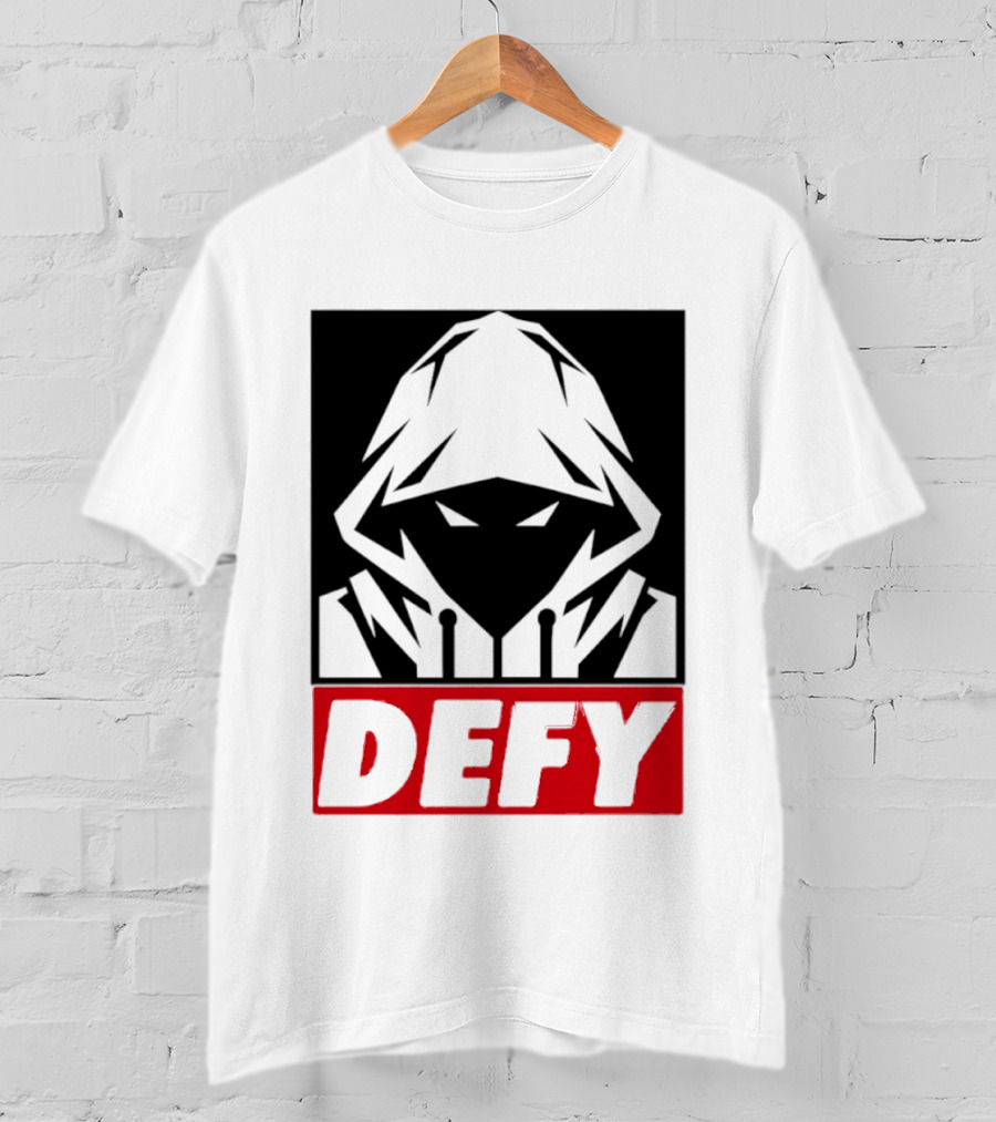Defy Hooded Figure Streetwear Urban Fashion T-Shirt