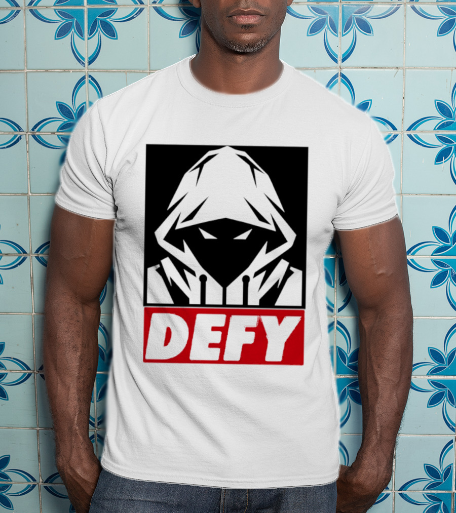 Defy Hooded Figure Streetwear Urban Fashion T-Shirt