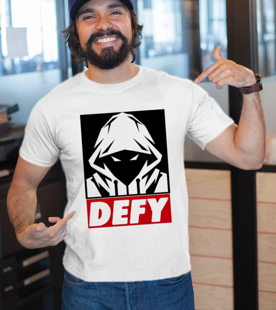 Defy Hooded Figure Streetwear Urban Fashion T-Shirt