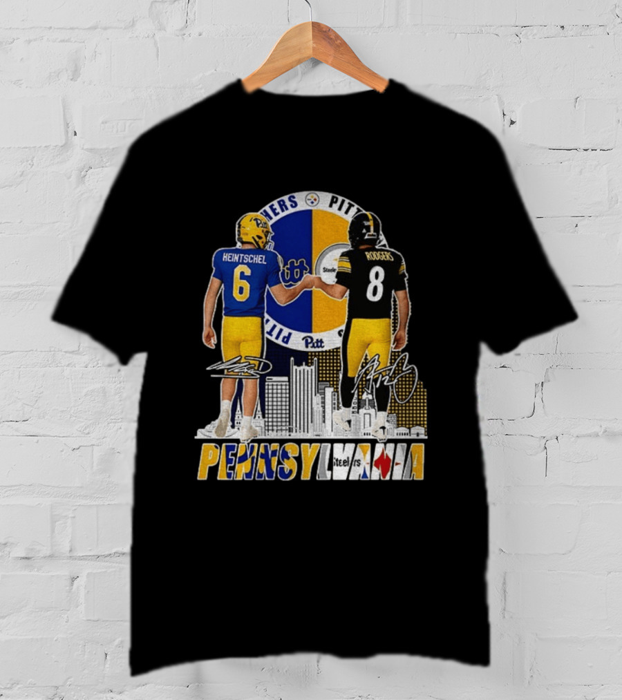 Pitt Panthers Heintschel And Pittsburgh Steelers Rodgers Pennsylvania Football Team Collaboration T-Shirt
