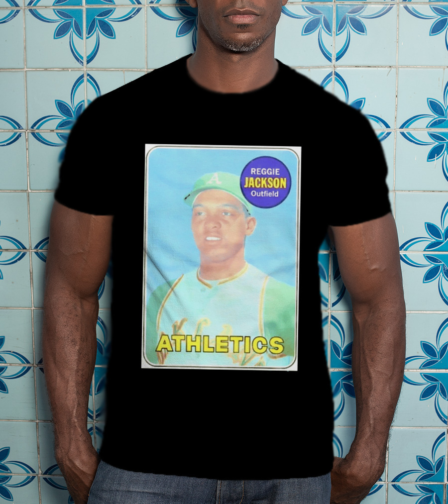 Reggie Jackson Athletics Outfield Baseball Card Oakland A's Player T-Shirt