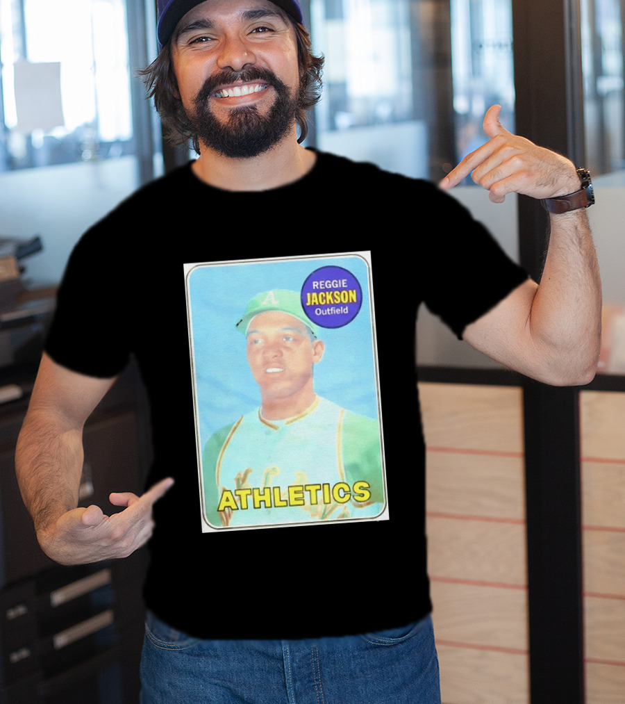 Reggie Jackson Athletics Outfield Baseball Card Oakland A's Player T-Shirt