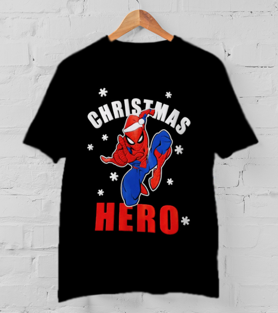 Christmas Hero Santa Hat Spider Man Marvel T-Shirt