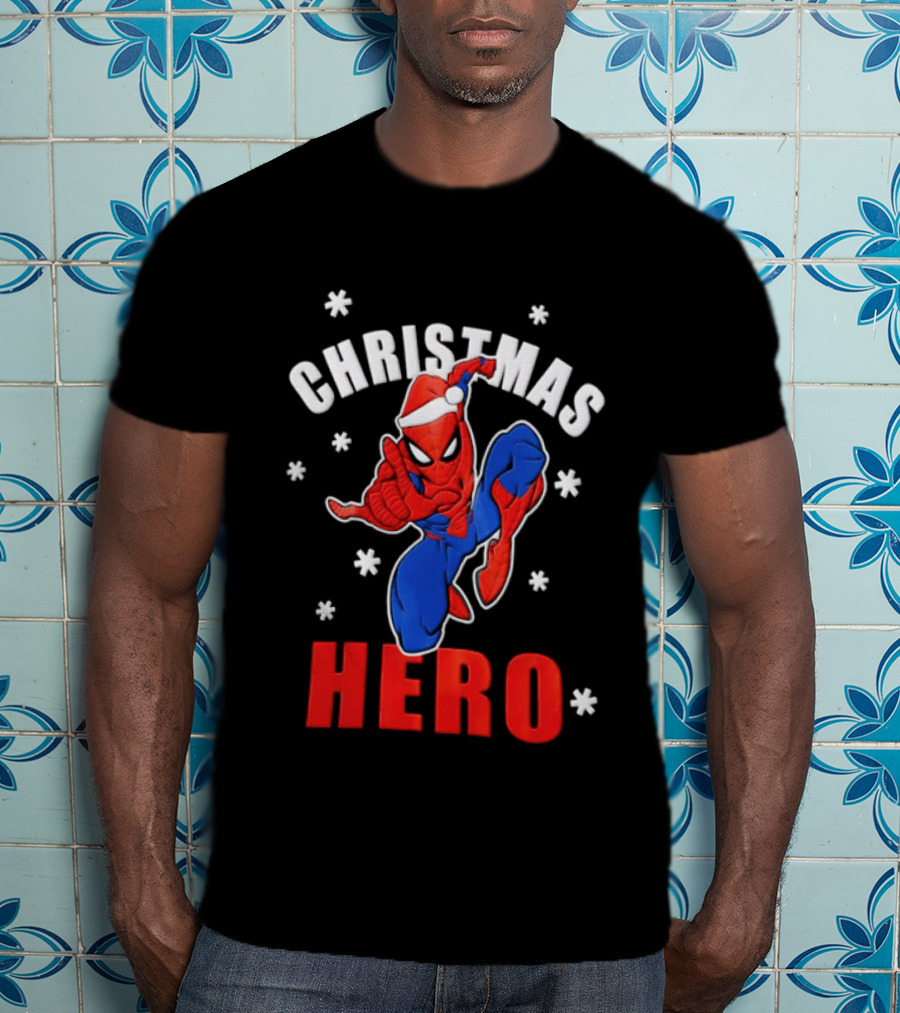 Christmas Hero Santa Hat Spider Man Marvel T-Shirt