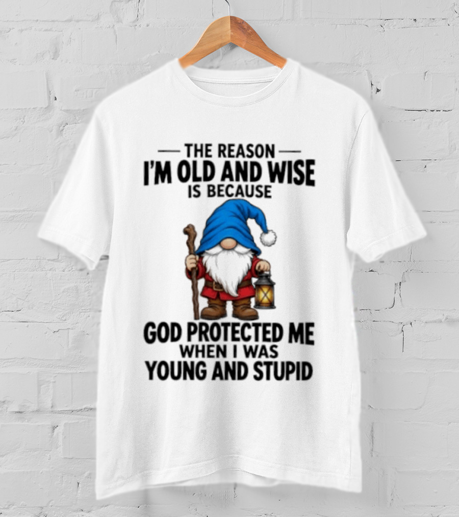 Gnome The Reason I'm Old And Wise Is Because God Protected Me When I Was Young And Stupid Lantern T-Shirt