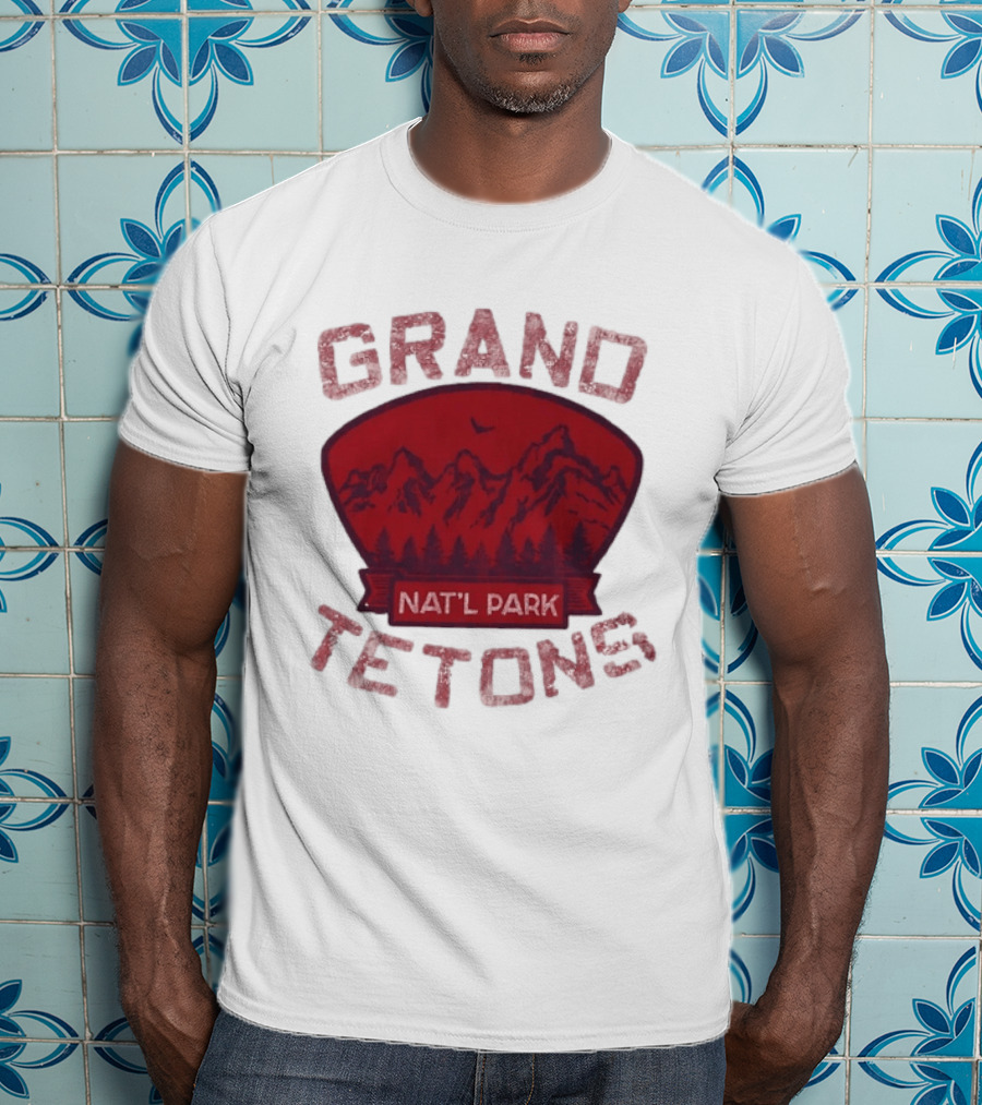 Grand Tetons Nat'l Park Distressed Mountain Landscape T-Shirt