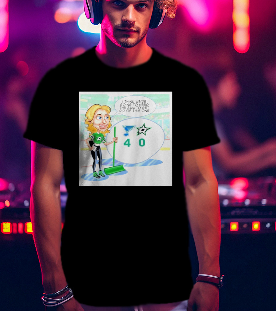 St Louis Blues Vs Dallas Stars Hockey 4 0 Cartoon With Humor And Zamboni Joke T-Shirt