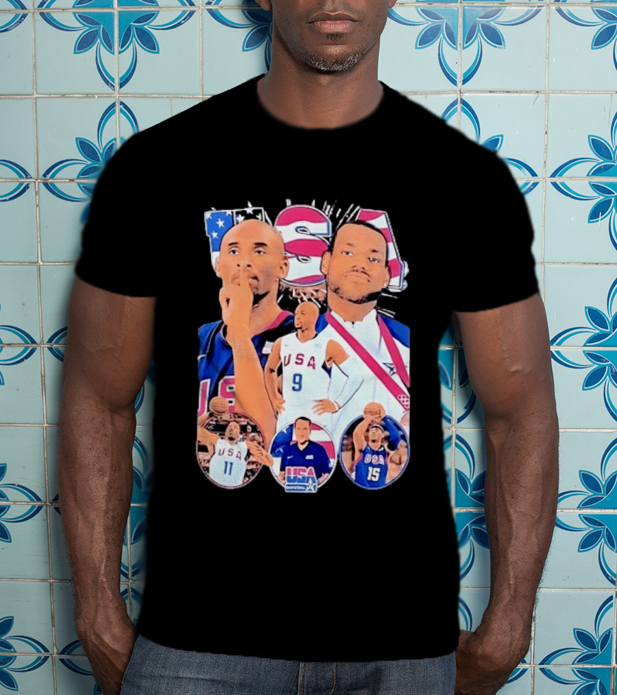 Kobe Bryant LeBron James USA Basketball Legends Iconic Team USA Moments T-Shirt