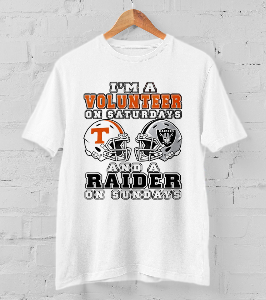 I'm A Volunteer On Saturdays And A Raider On Sundays Tennessee Las Vegas 2026 T-Shirt