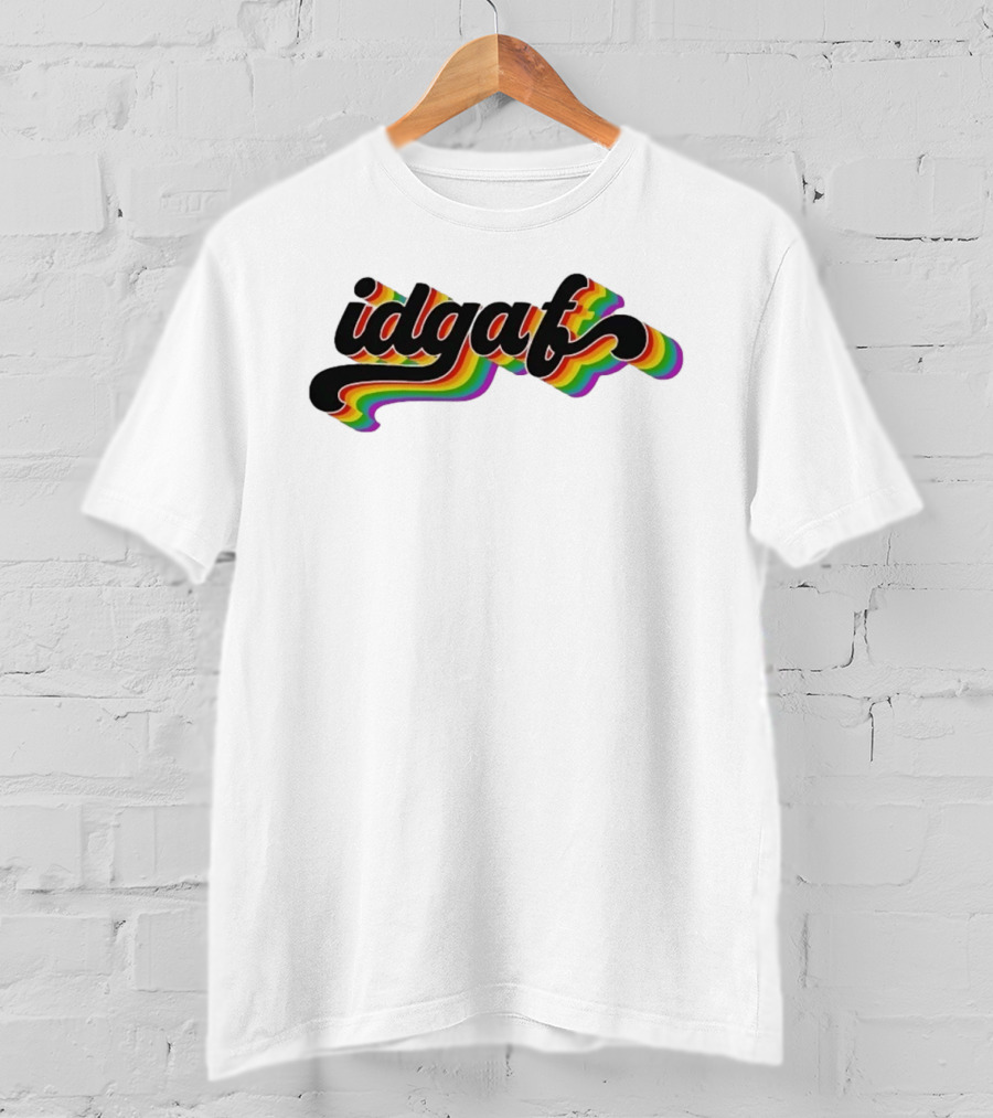 Idgaf Rainbow Groovy Retro Colorful T-Shirt