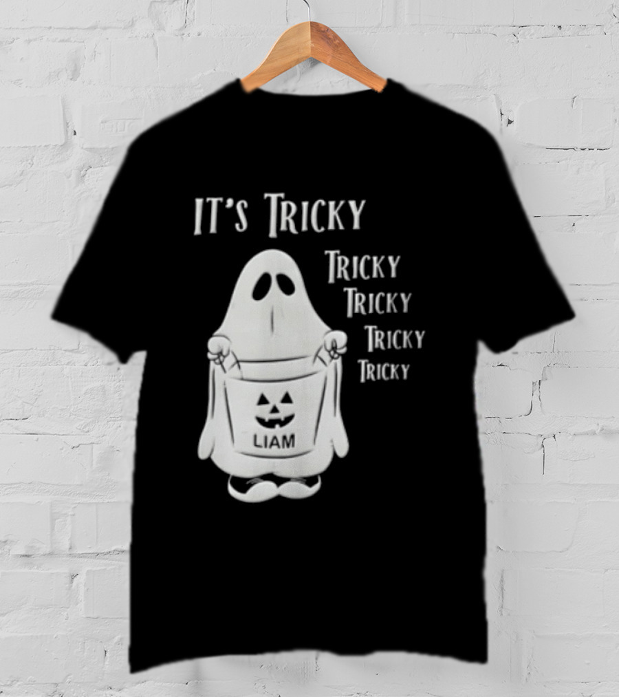 It's Tricky Ghost Holding Jack O Lantern Bucket Halloween T-Shirt