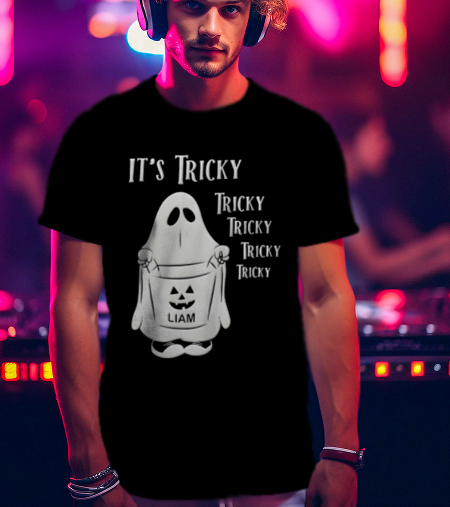 It's Tricky Ghost Holding Jack O Lantern Bucket Halloween T-Shirt