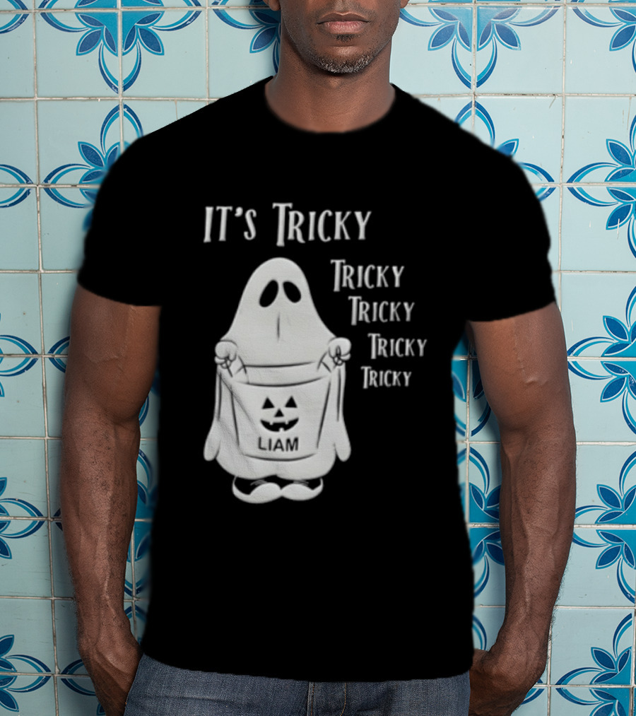 It's Tricky Ghost Holding Jack O Lantern Bucket Halloween T-Shirt