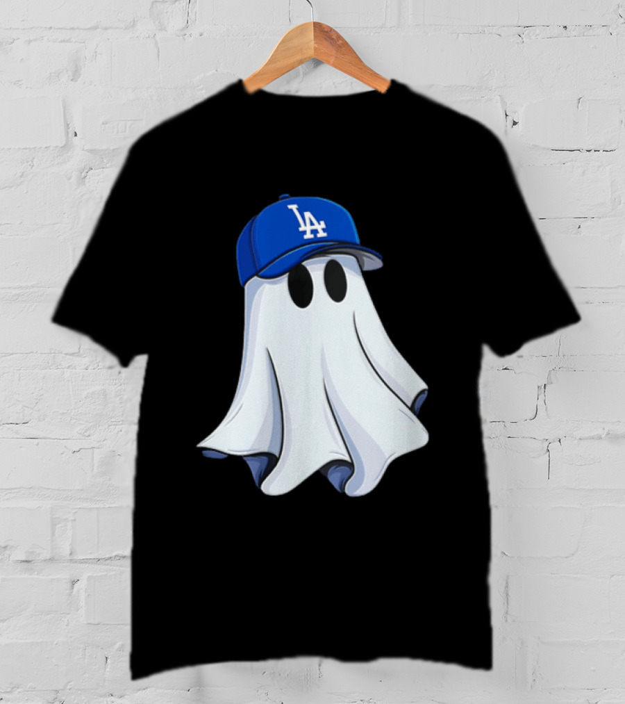Los Angeles Dodgers Ghost In Blue LA Cap T-Shirt