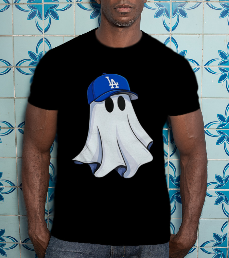 Los Angeles Dodgers Ghost In Blue LA Cap T-Shirt
