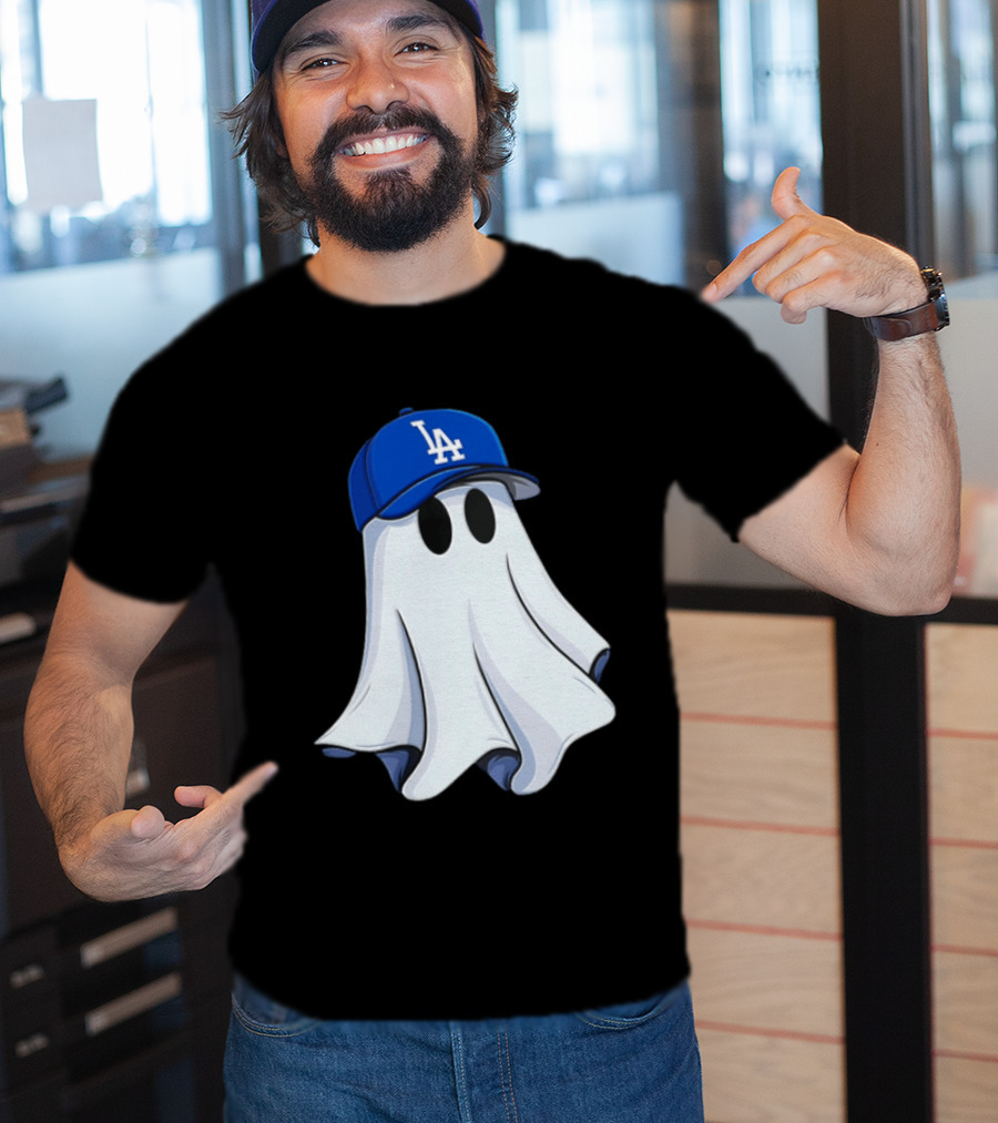 Los Angeles Dodgers Ghost In Blue LA Cap T-Shirt