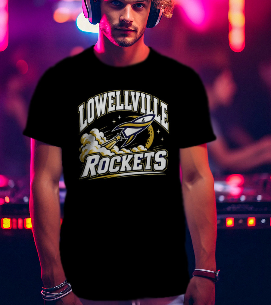 Lowellville Rockets Rocket Ship Launching NCAA Team Spirit T-Shirt