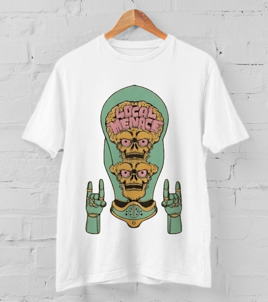Local Menace Mars Attacks Alien Skull Martian Double Brains T-Shirt