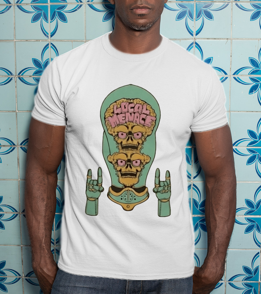 Local Menace Mars Attacks Alien Skull Martian Double Brains T-Shirt