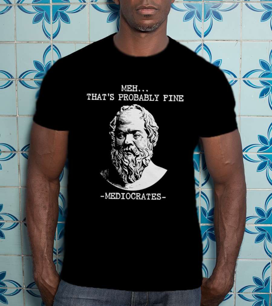 Mediocrates Meh That's Probably Fine Philosophy Bust Of Ancient Thinker T-Shirt