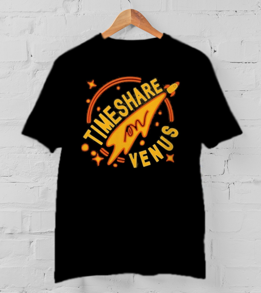 Timeshare On Venus Retro Space Rocket T-Shirt