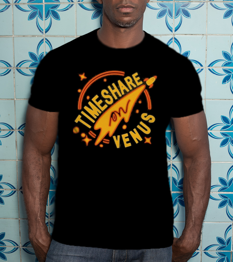 Timeshare On Venus Retro Space Rocket T-Shirt