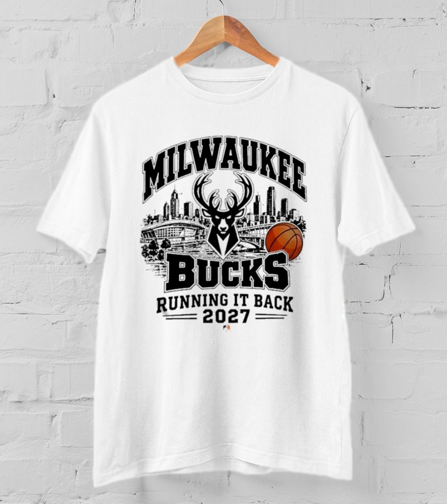 Milwaukee Bucks Running It Back 2027 Basketball Skyline T-Shirt