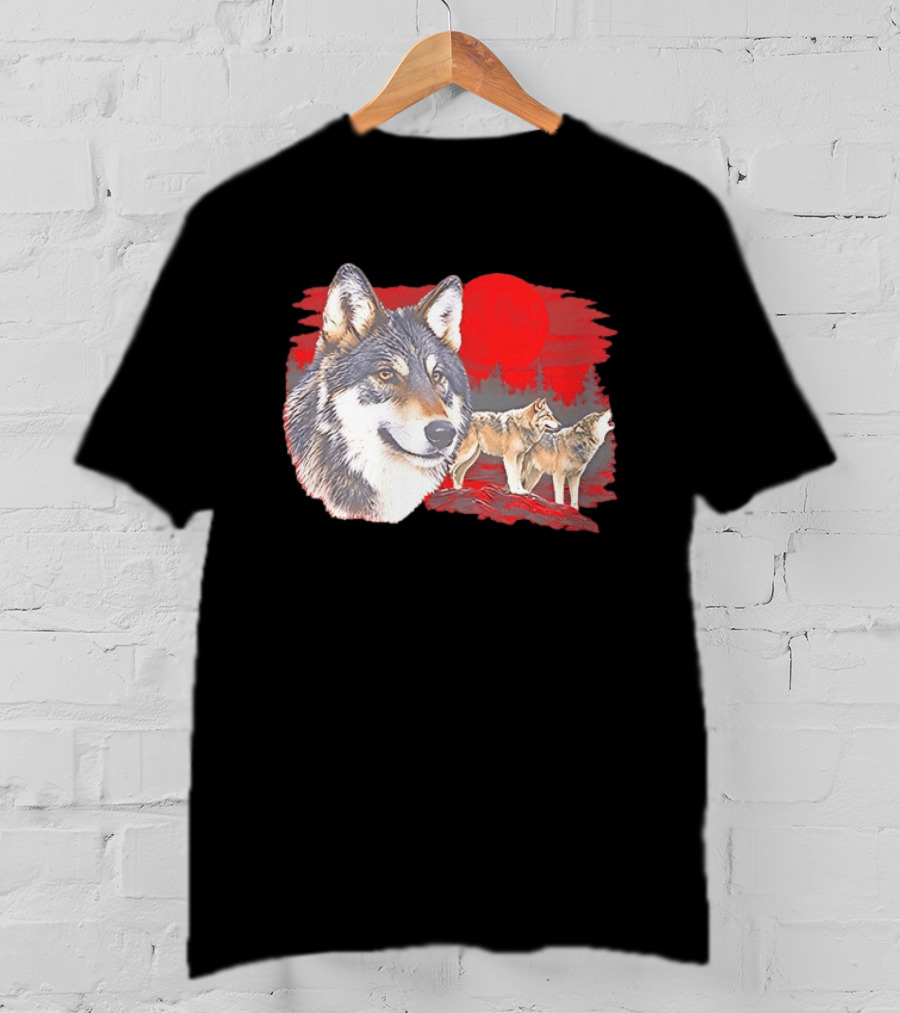 Wolf Pack Under A Moon Wolves Wildlife T-Shirt