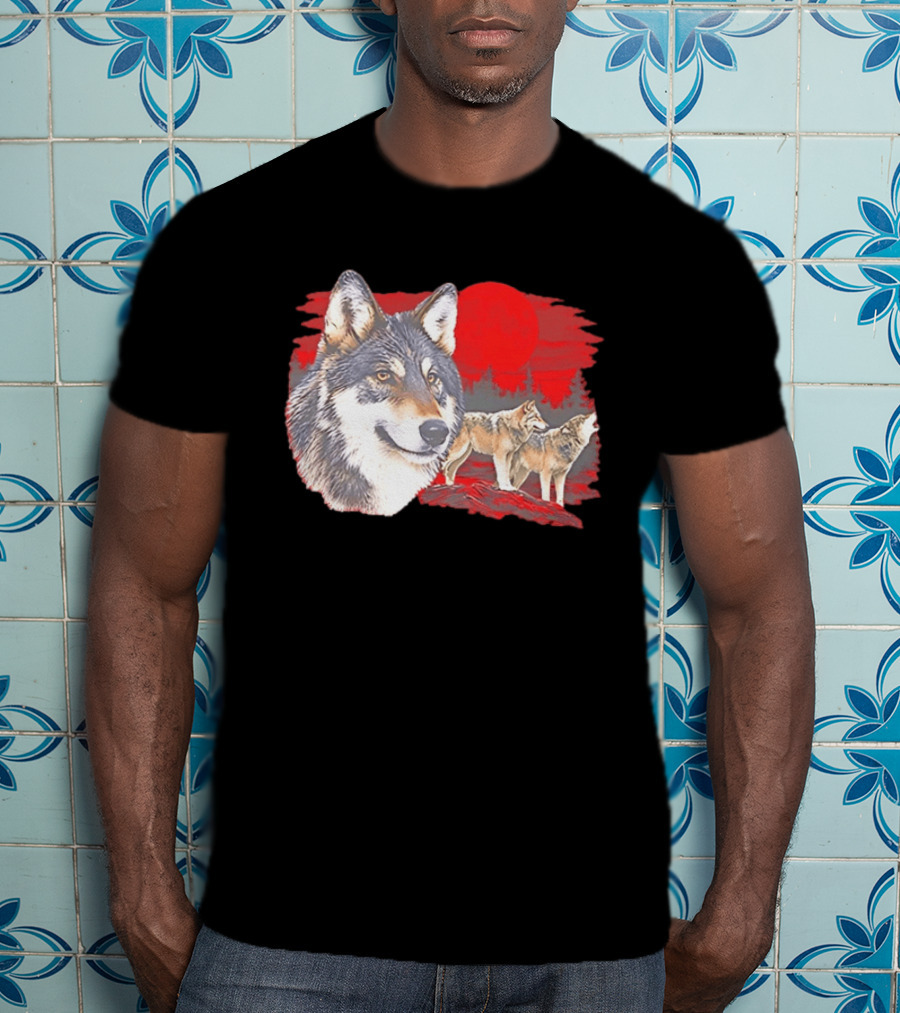 Wolf Pack Under A Moon Wolves Wildlife T-Shirt