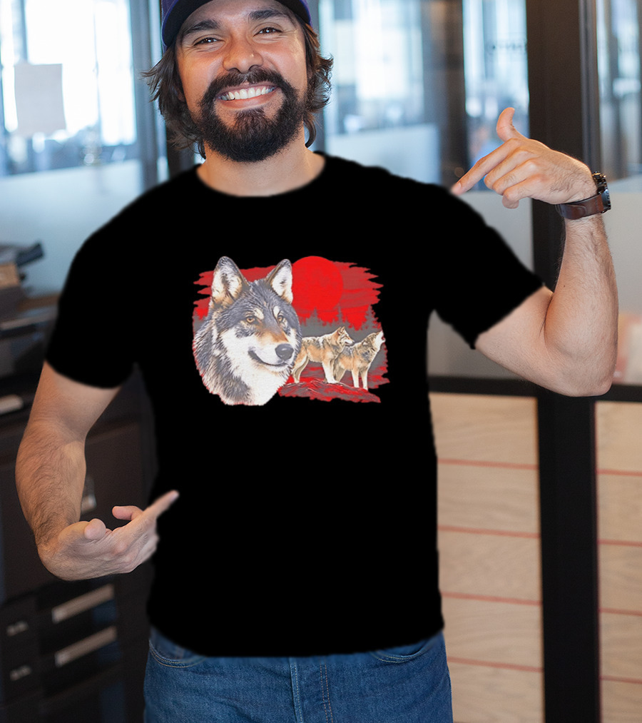 Wolf Pack Under A Moon Wolves Wildlife T-Shirt