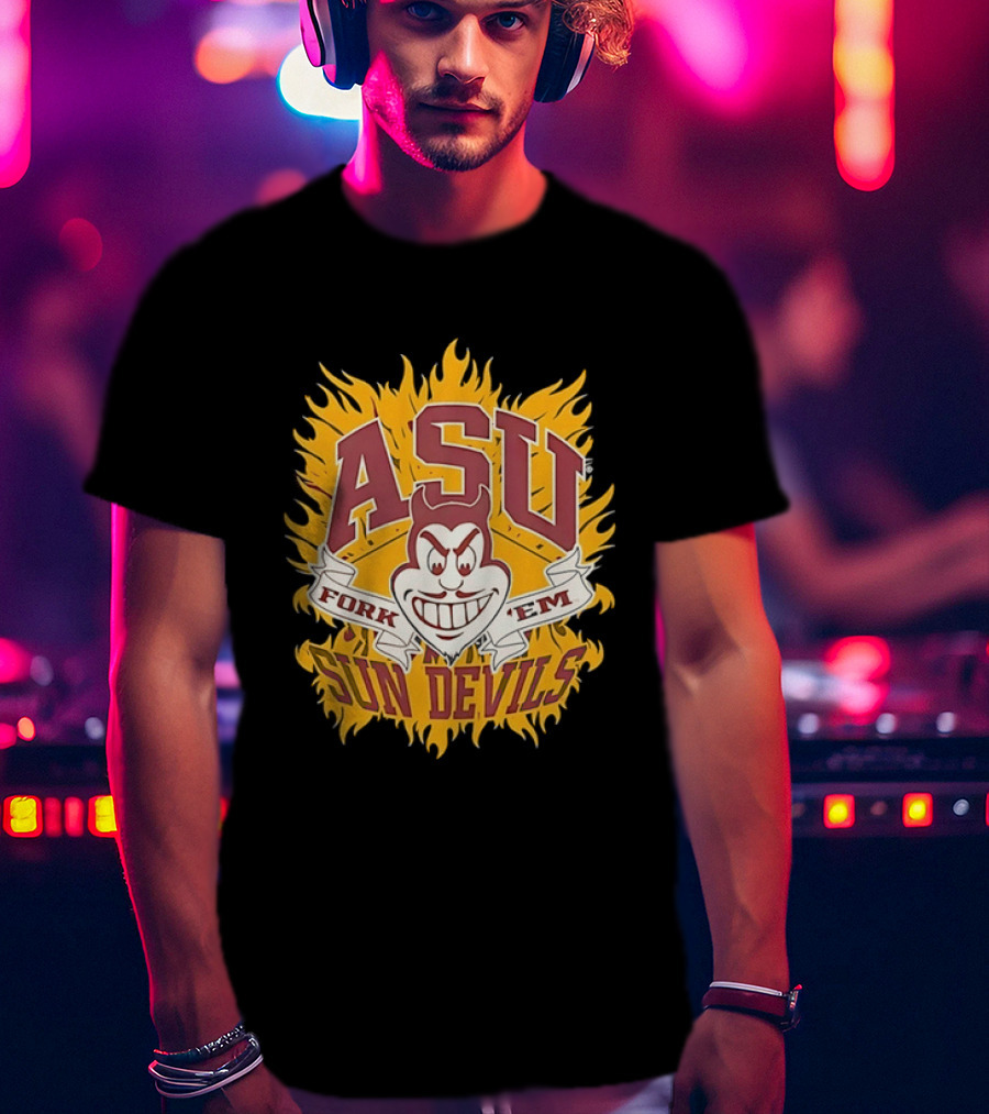 ASU Sun Devils Fork 'Em Arizona State University Fiery T-Shirt