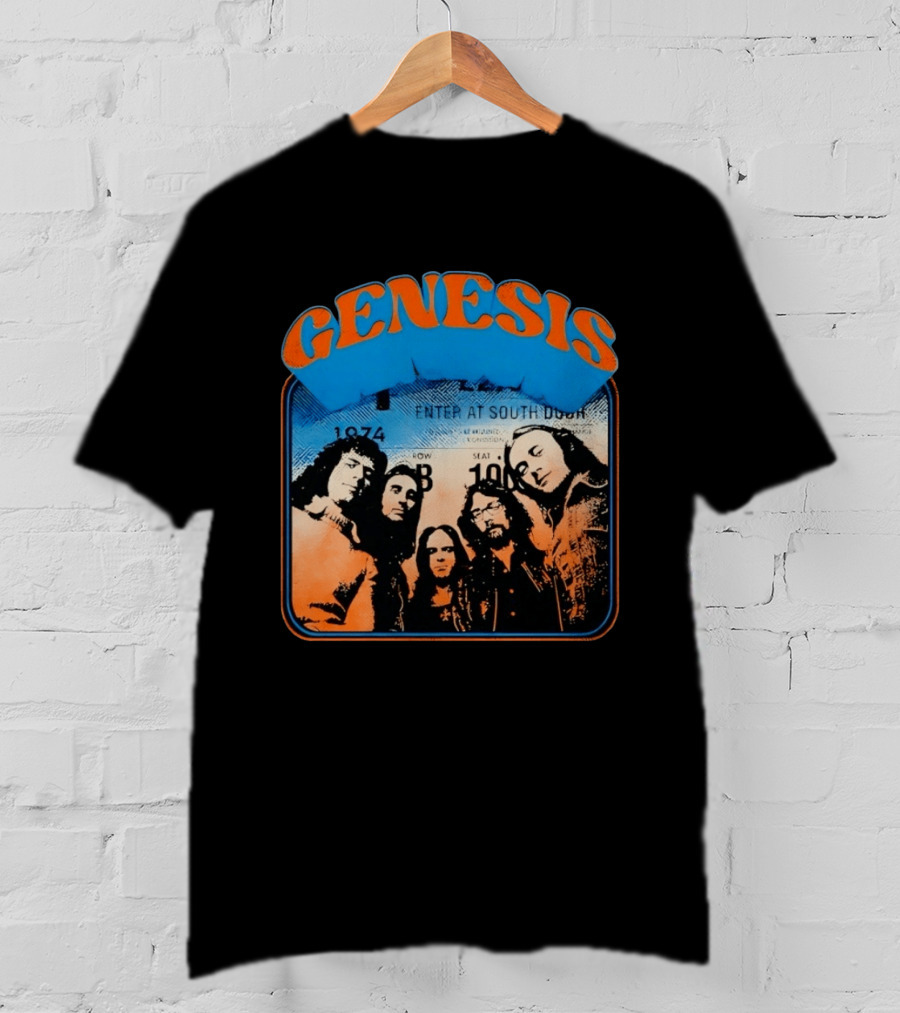 Genesis 1974 Enter At South Door Concert Ticket Progressive Rock T-Shirt