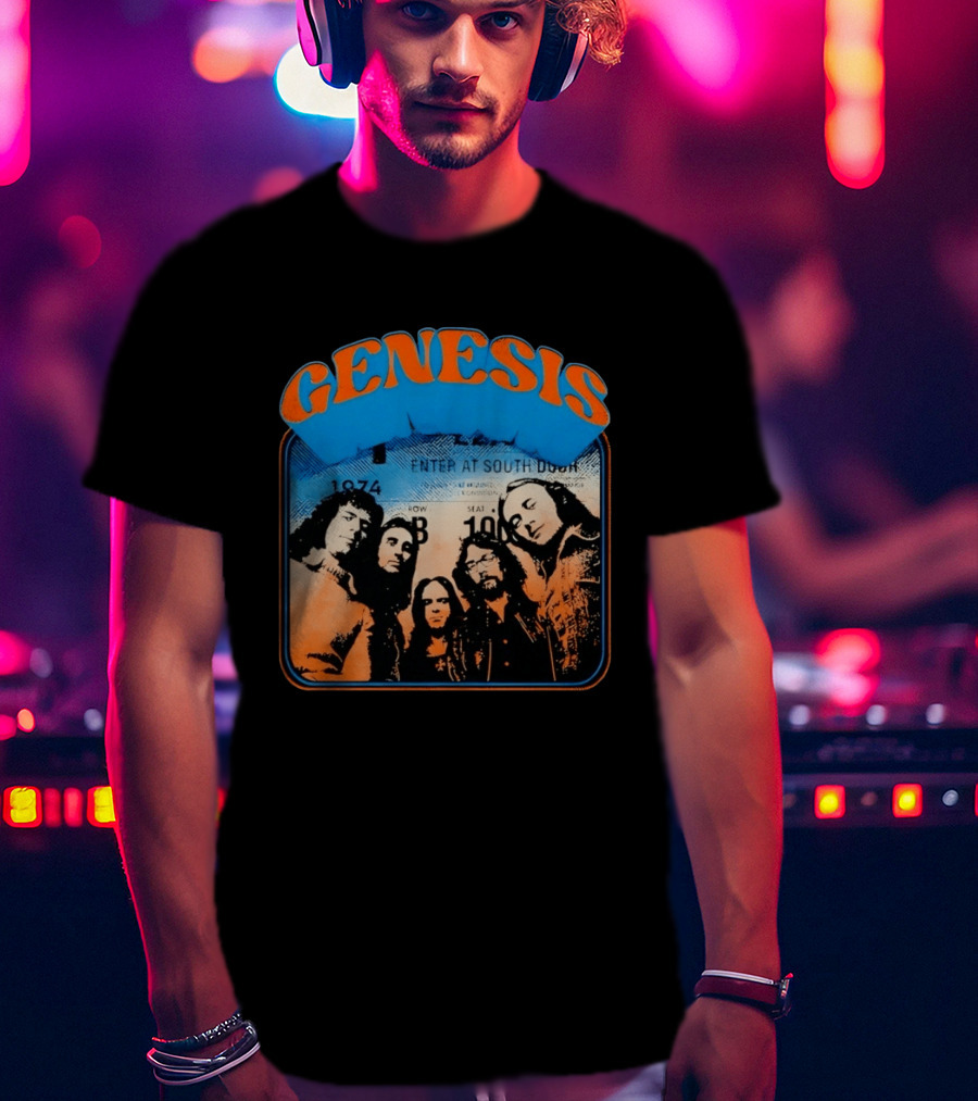 Genesis 1974 Enter At South Door Concert Ticket Progressive Rock T-Shirt